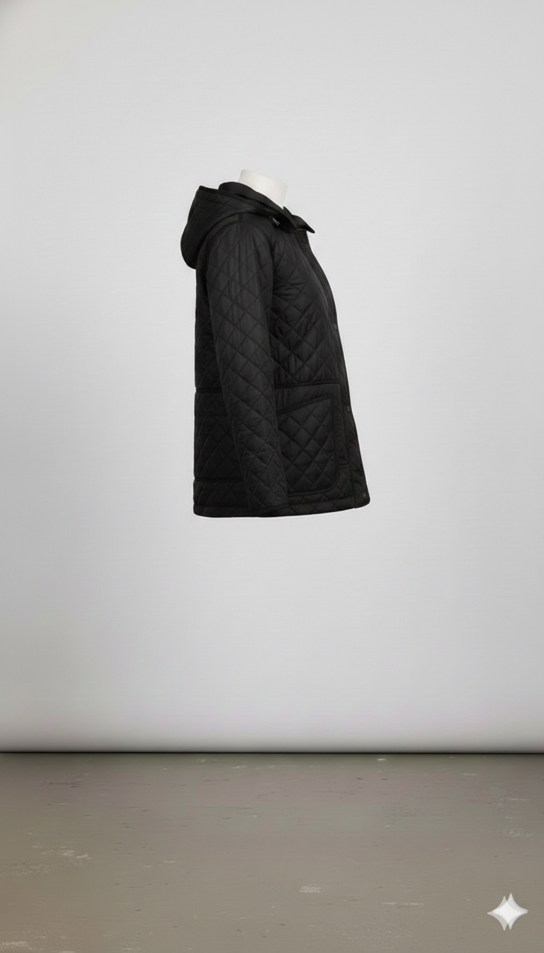 Giaccone trapuntato con cappuccio EC2508 NERO MARICLA 