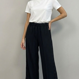 pantalone con fascia laterale macramè FFAUGUSTA NERO MARICLA 