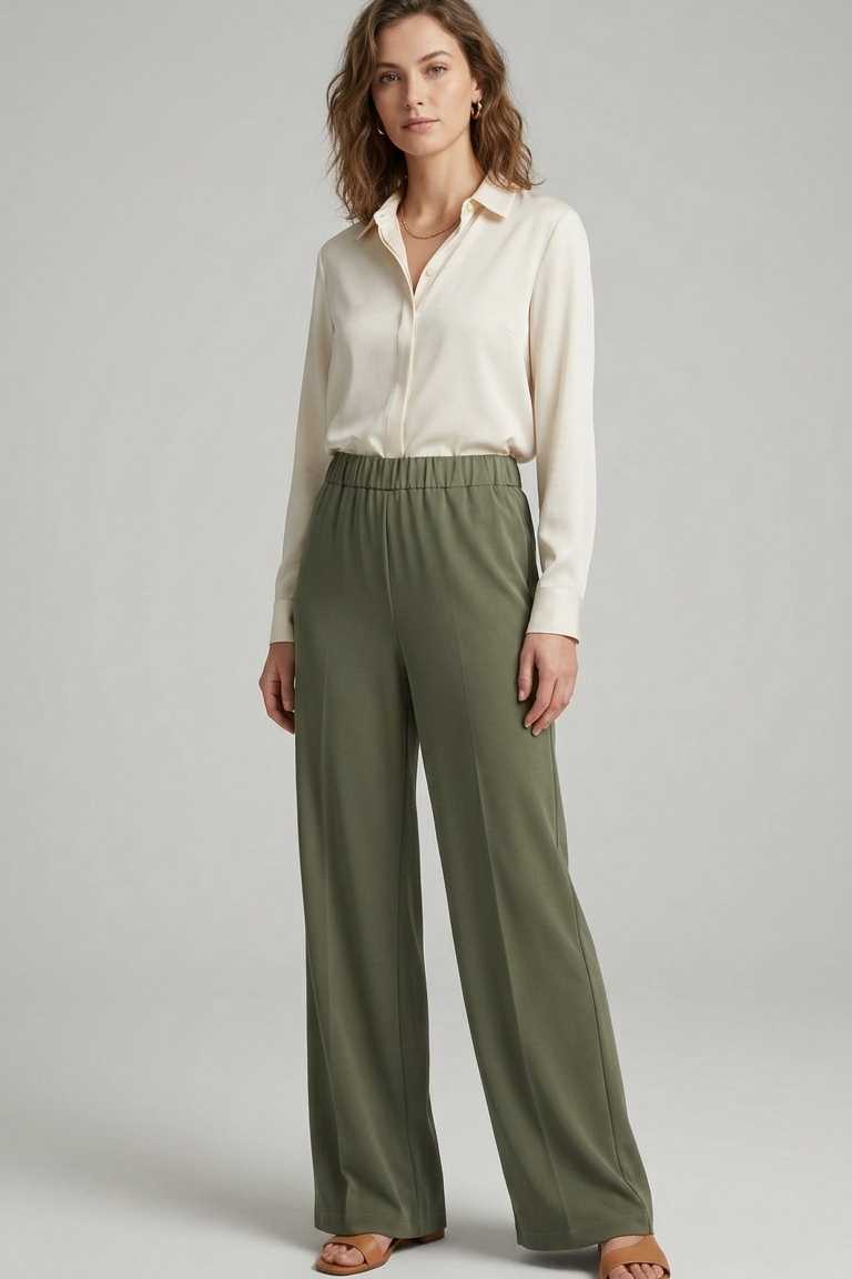 pantalone palazzo punto milano viscosa FFLORENZA MILITARE MARICLA 