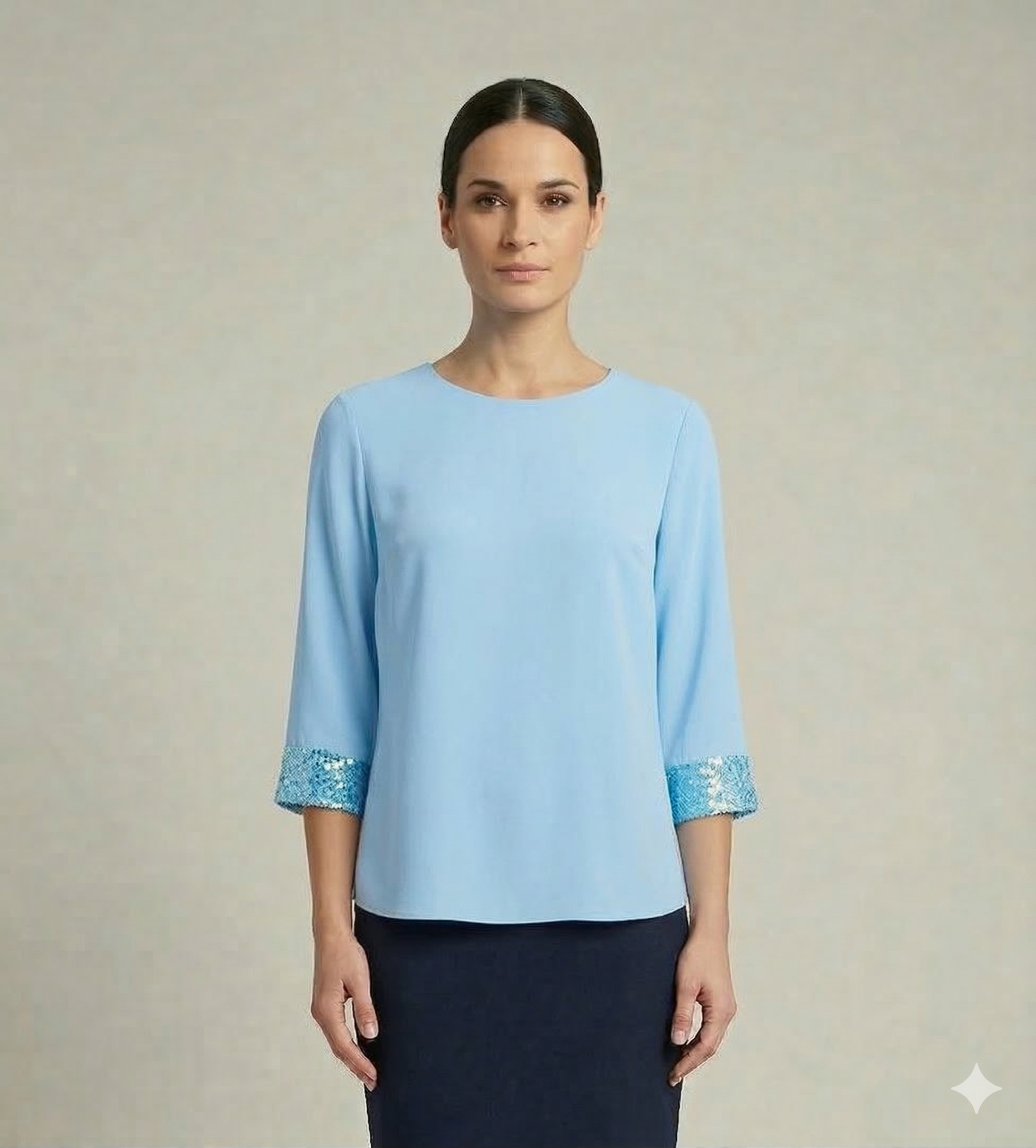 Blusa Elegante con Polsini in Paillettes FFSUSY CELESTE MARICLA 
