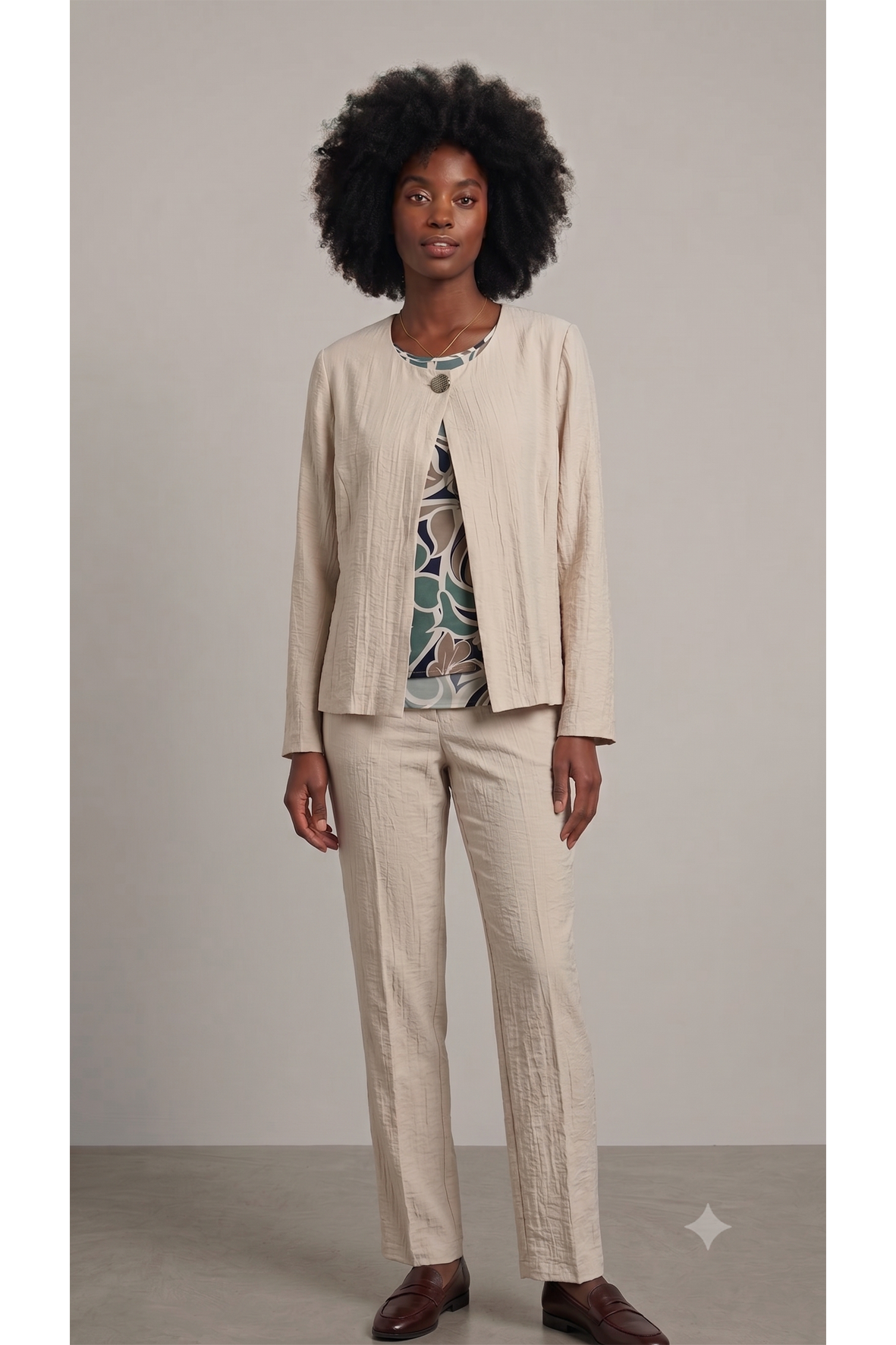 completo 3 pezzi stropicciato GERANEO BEIGE MARICLA 