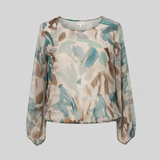 Blusa Leggera in Chiffon con Stampa Astratta Acquerello GR2040 OTTANIO MARICLA 