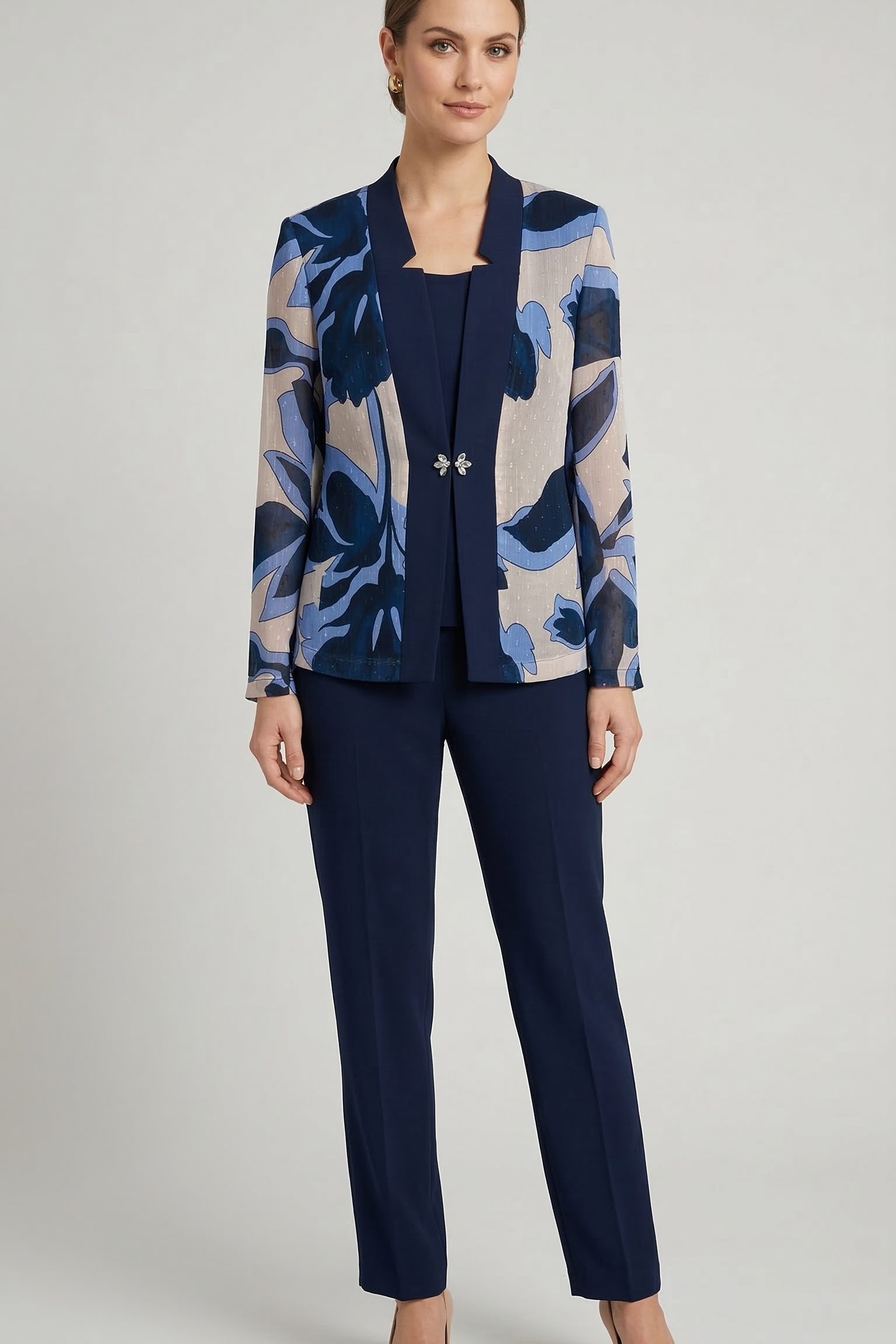Completo Tre Pezzi "Aura Blu"  Giacca Fantasia, canotta e Pantalone Sartoriale GUIDA BLU MARICLA 