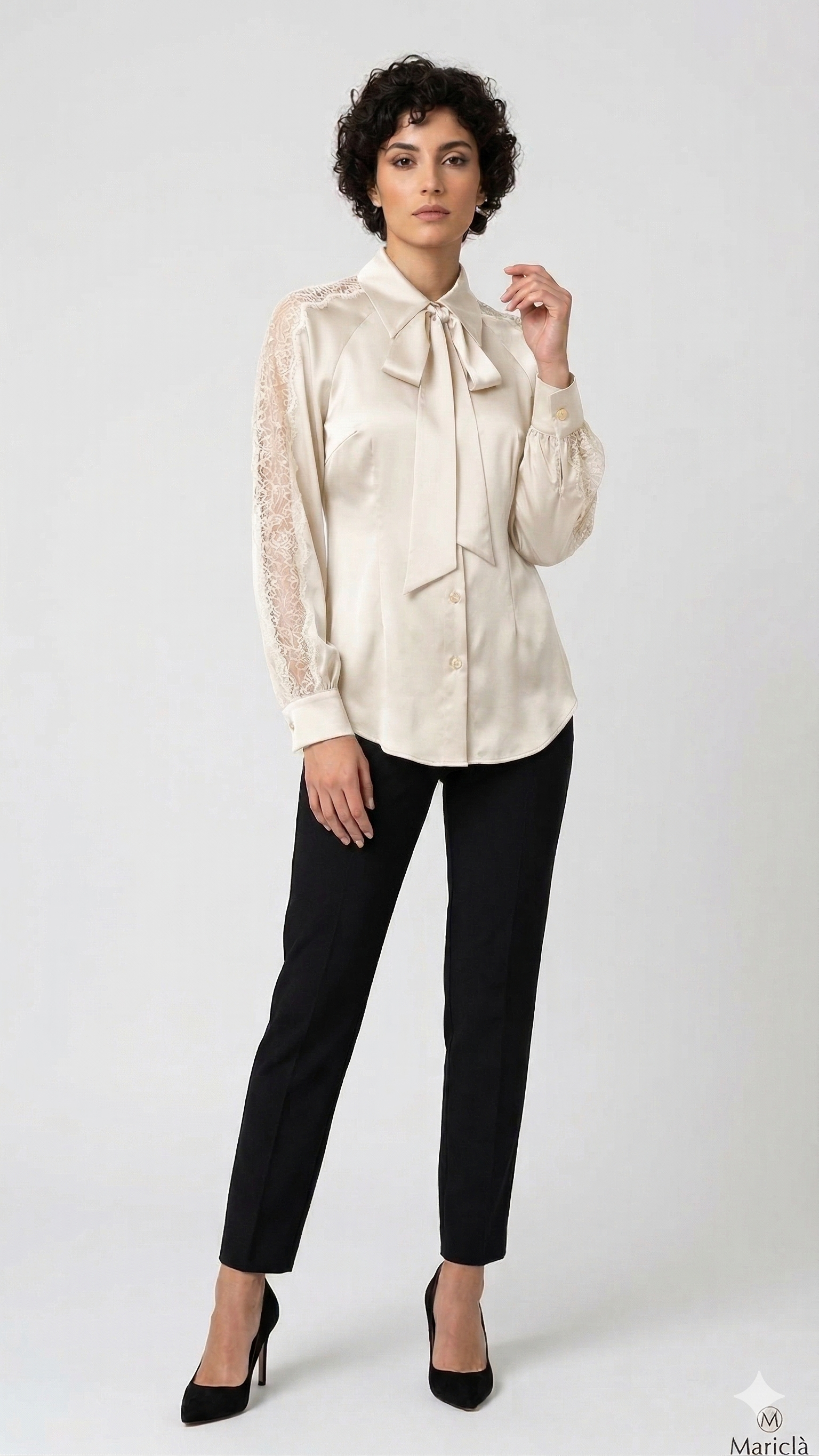 camicia con pizzo manica LIB26152 PANNA MARICLA 
