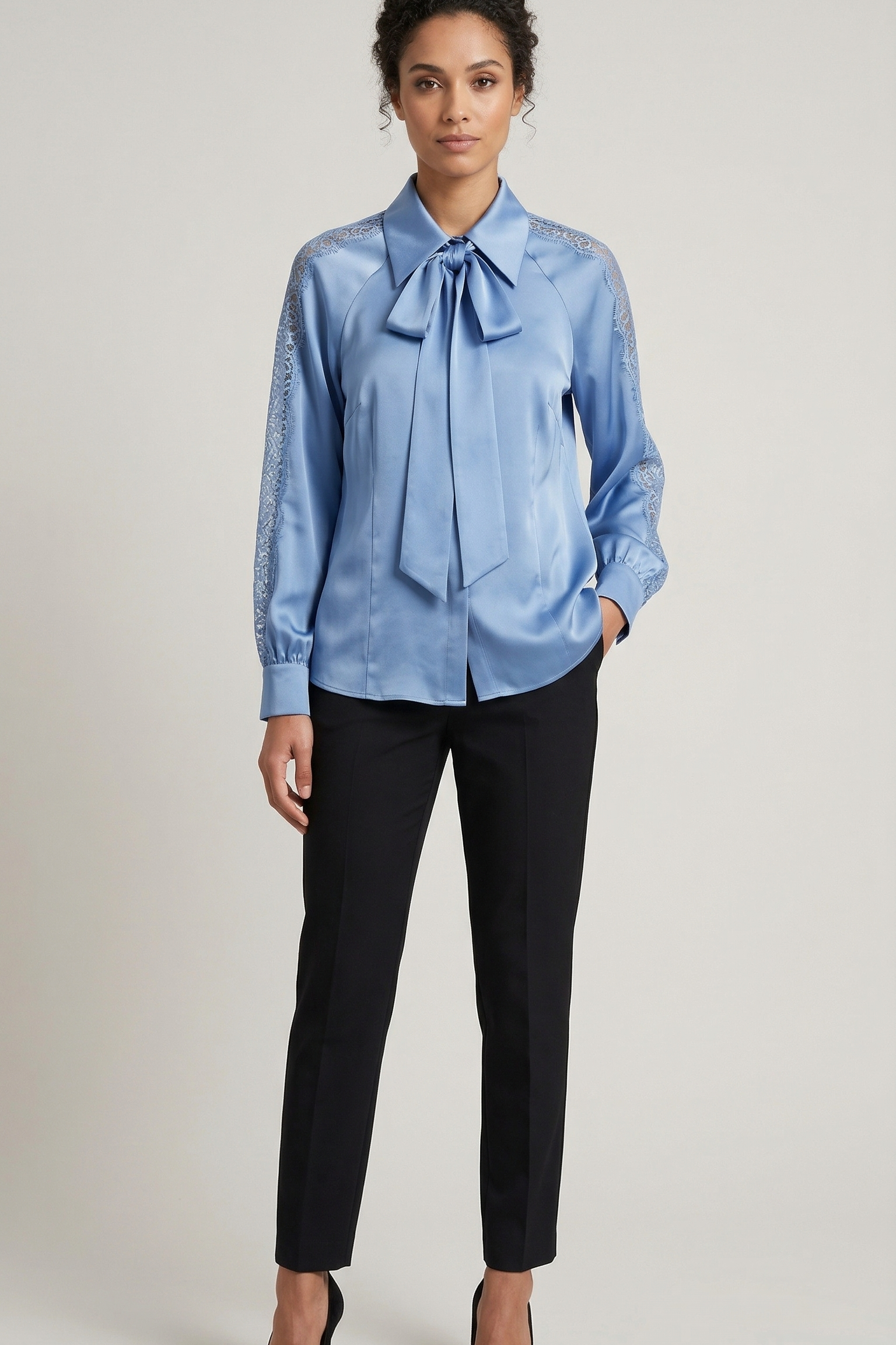 camicia con pizzo manica LIB26152 POLVERE MARICLA 