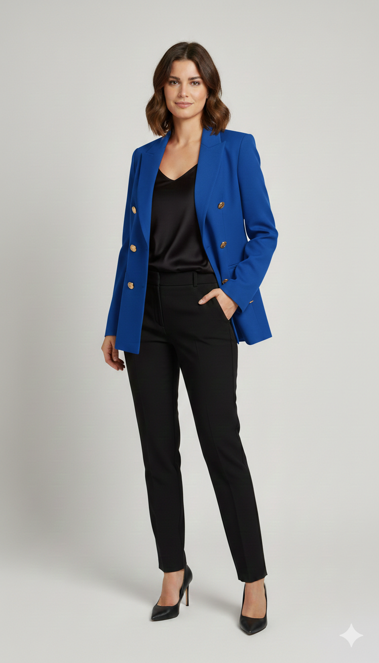 Giacca blazer tinta unita finto doppio petto ROMI4121 BLUETTE MARICLA 
