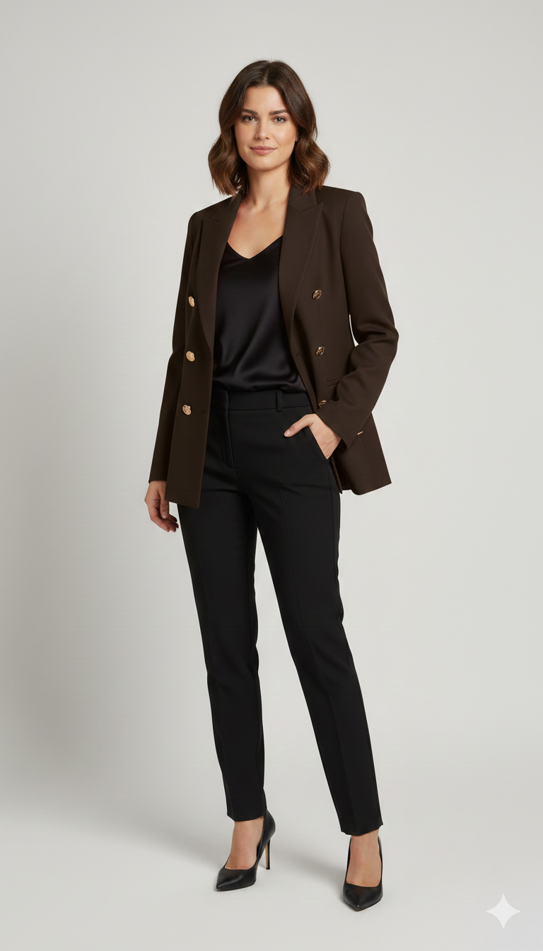 Giacca blazer tinta unita finto doppio petto ROMI4121 MORO MARICLA 