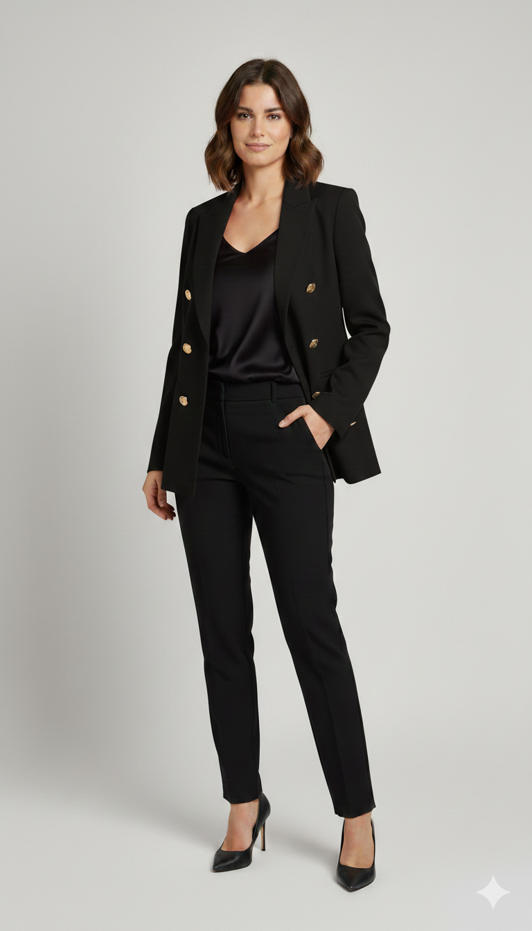 Giacca blazer tinta unita finto doppio petto ROMI4121 NERO MARICLA 