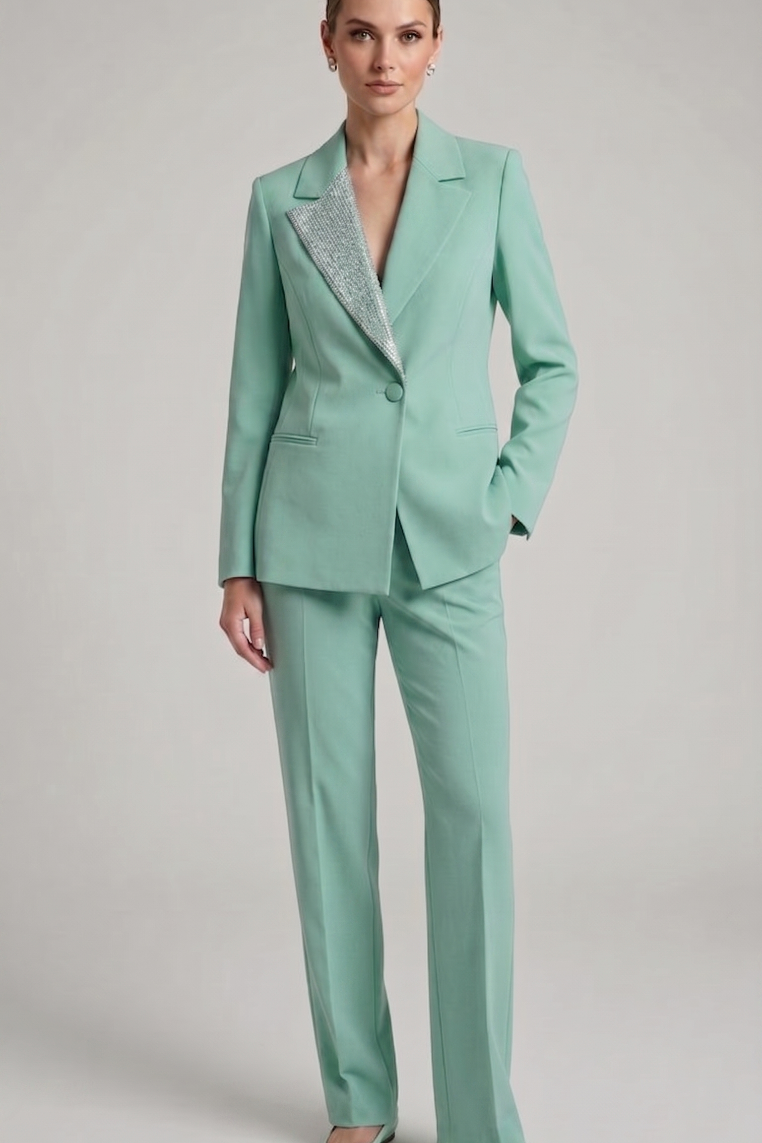 tailleur strass bavero ROMI4124 MENTA MARICLA 