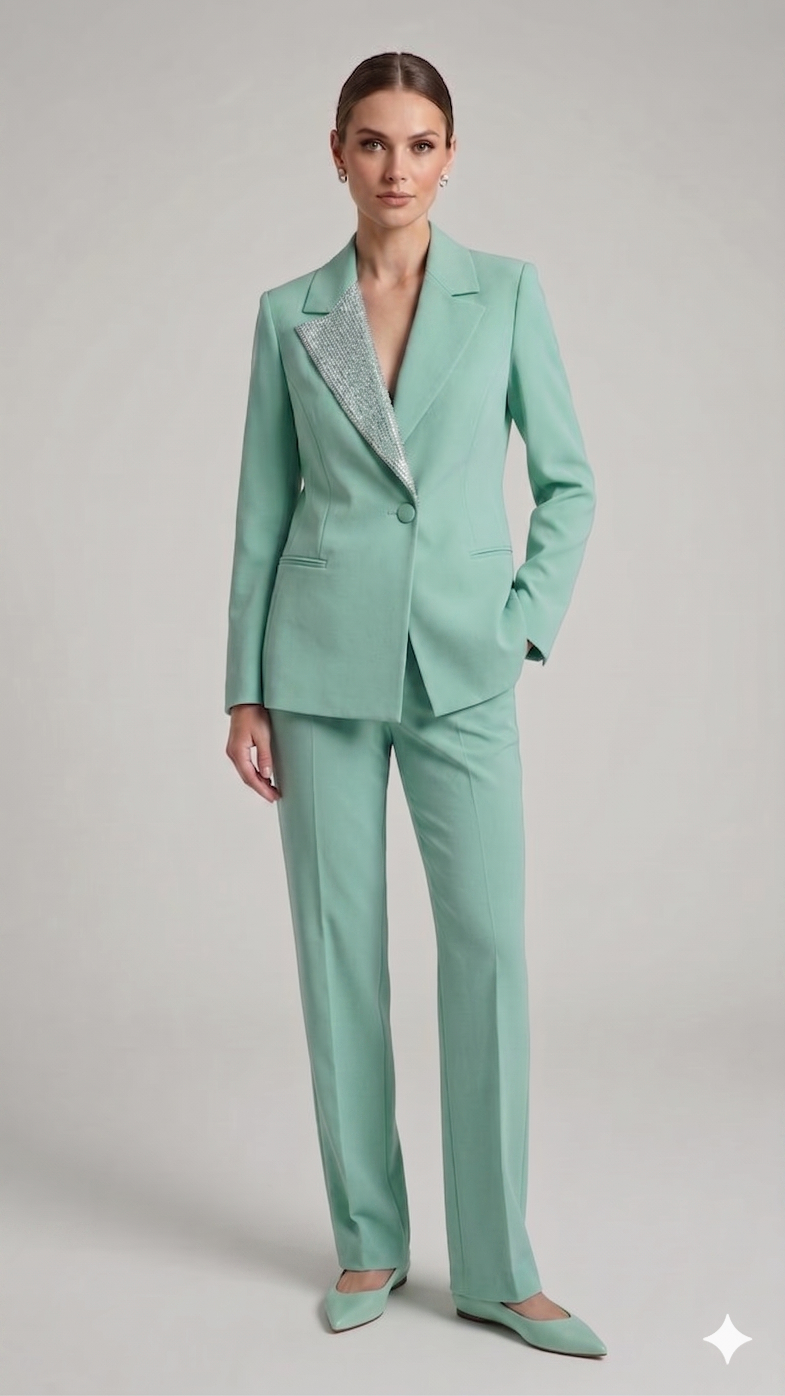 tailleur strass bavero ROMI4124 MENTA MARICLA 