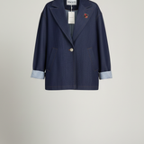 Giacca Blazer in Denim Strutturato con Dettagli Sartoriali ROMI4133 BLU MARICLA 