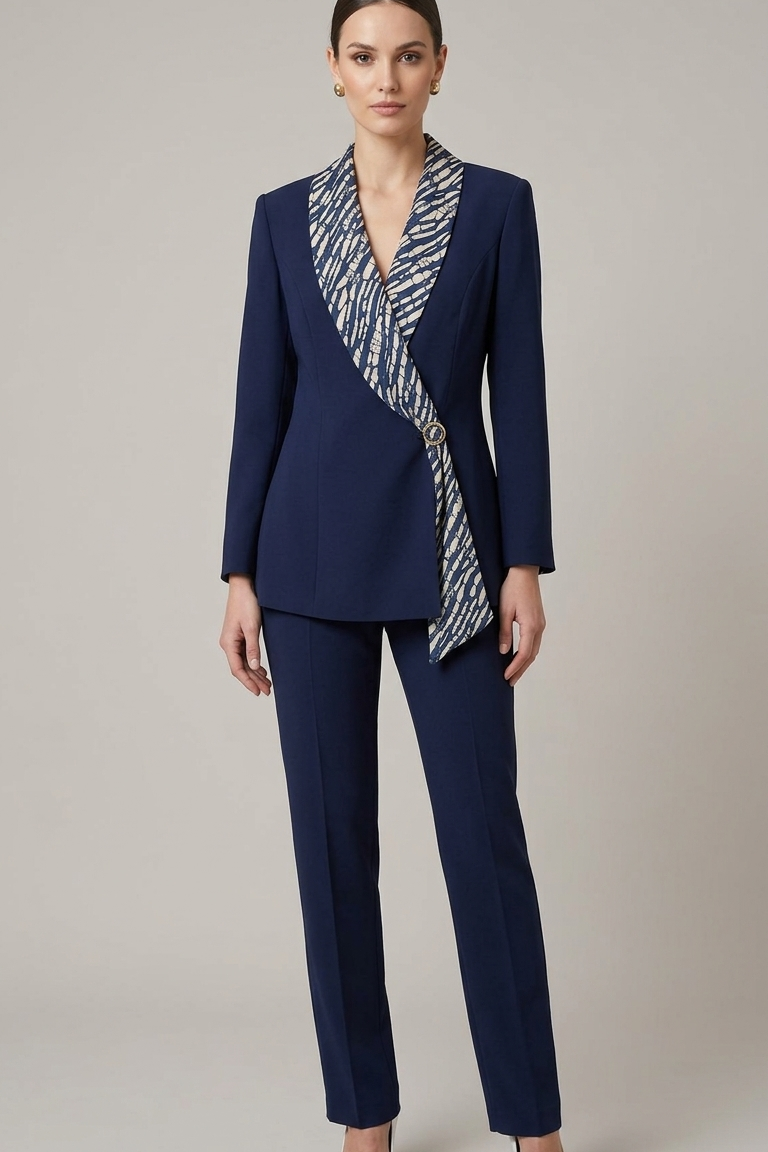 casacca fusciacca con fantasia e pantalone ROMI4160 BLU MARICLA 
