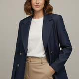 Giacca Blazer Doppiopetto in Denim Tech ROMI4163 BLU MARICLA 