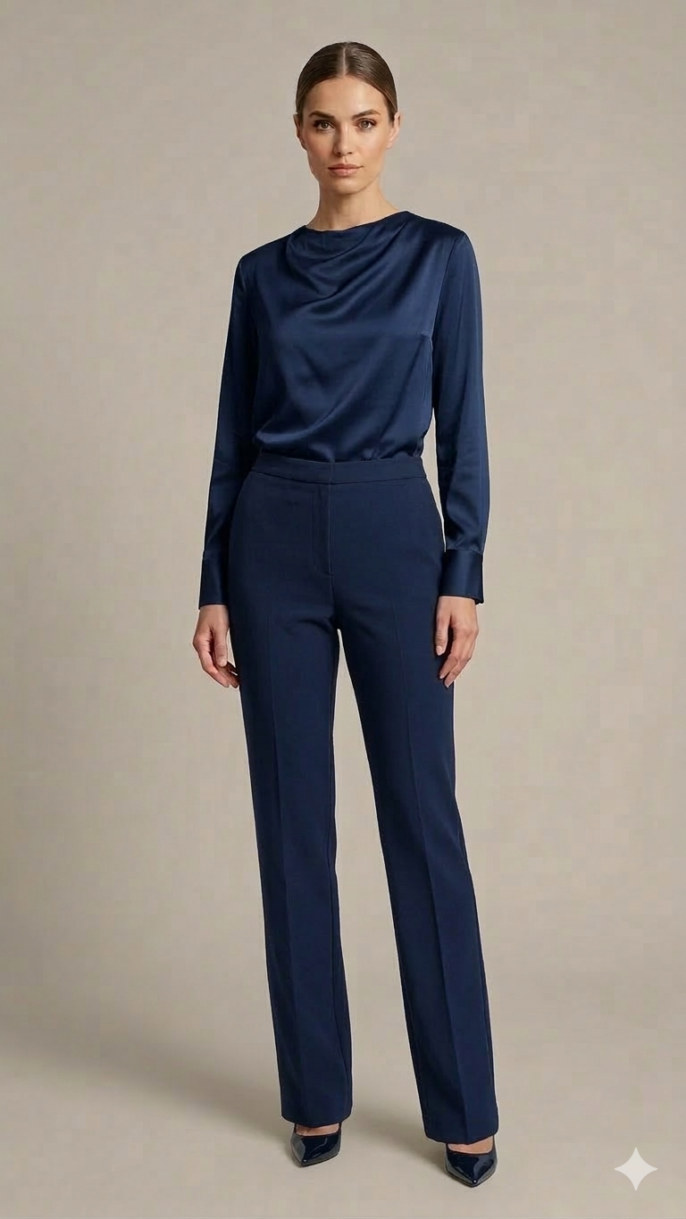 pantalone fluido ROSANNA BLU MARICLA 