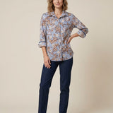 camicia righe e fiori TABACCO CELESTE MARICLA 
