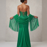 abito lungo con corpetto macramè CAR58595 VERDE MARICLA ELEGANCE 