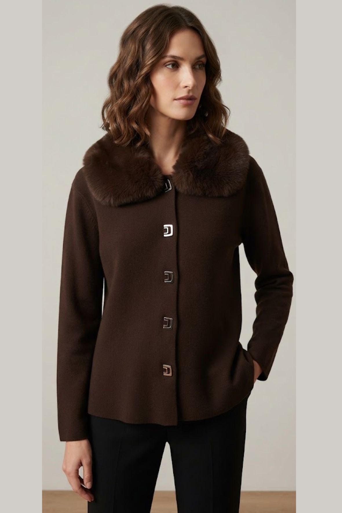 giacchetto con collo in pelliccia CF26379 MORO CARLA FERRONI 