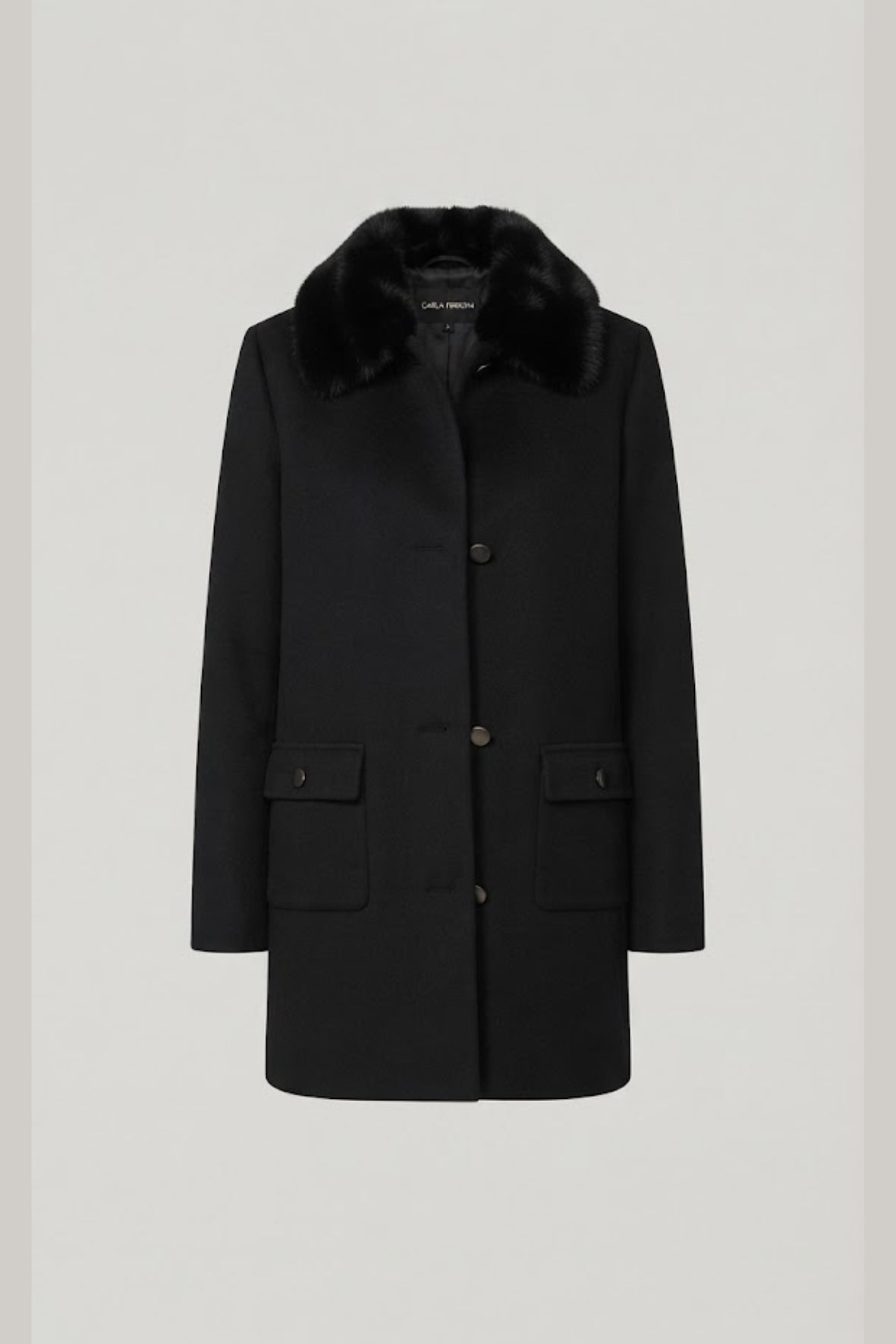 cappotto di maglia collo pelliccia CF26398 NERO CARLA FERRONI 
