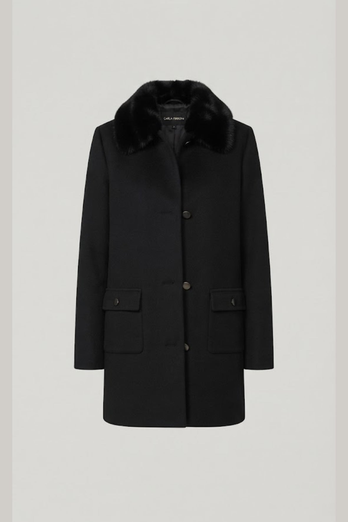 cappotto di maglia collo pelliccia CF26398 NERO CARLA FERRONI 