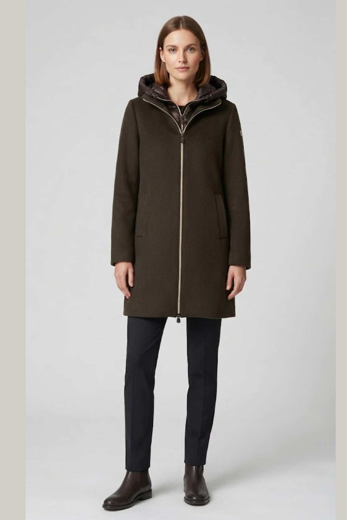 Giaccone panno e piumino LIN3553 MORO LINDAS 