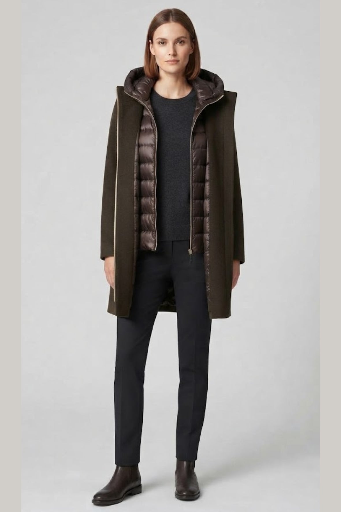 Giaccone panno e piumino LIN3553 MORO LINDAS 