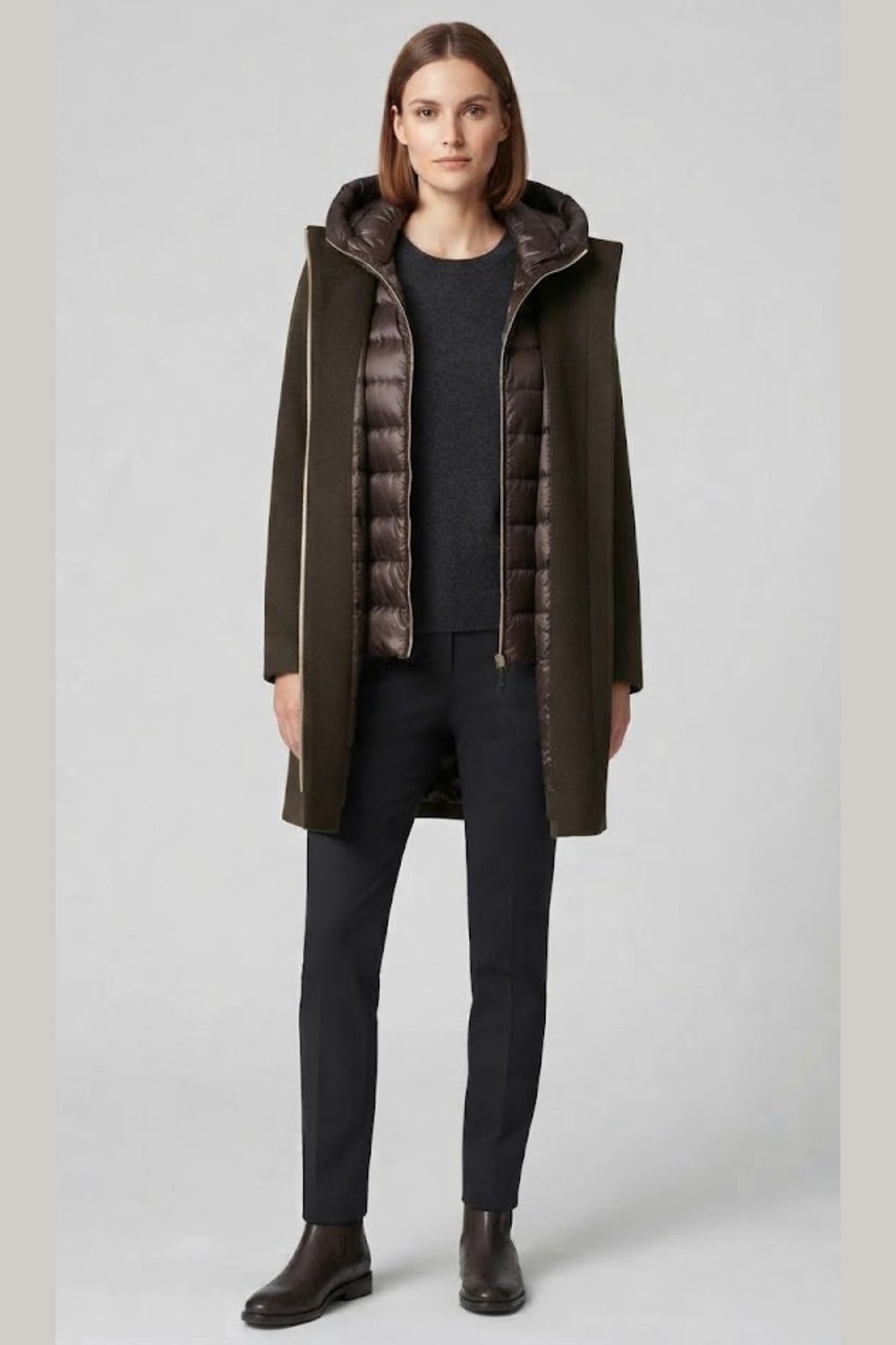 Giaccone panno e piumino LIN3553 MORO LINDAS 