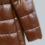 Piumino media lunghezza con fintone e cappuccio LIN3555 MORO LINDAS 