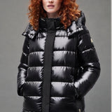 Piumino media lunghezza con fintone e cappuccio LIN3555 NERO LINDAS 