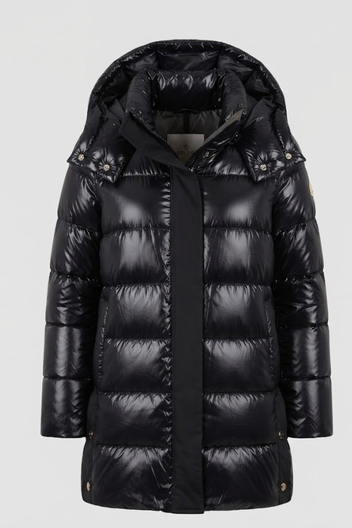 Piumino media lunghezza con fintone e cappuccio LIN3555 NERO LINDAS 