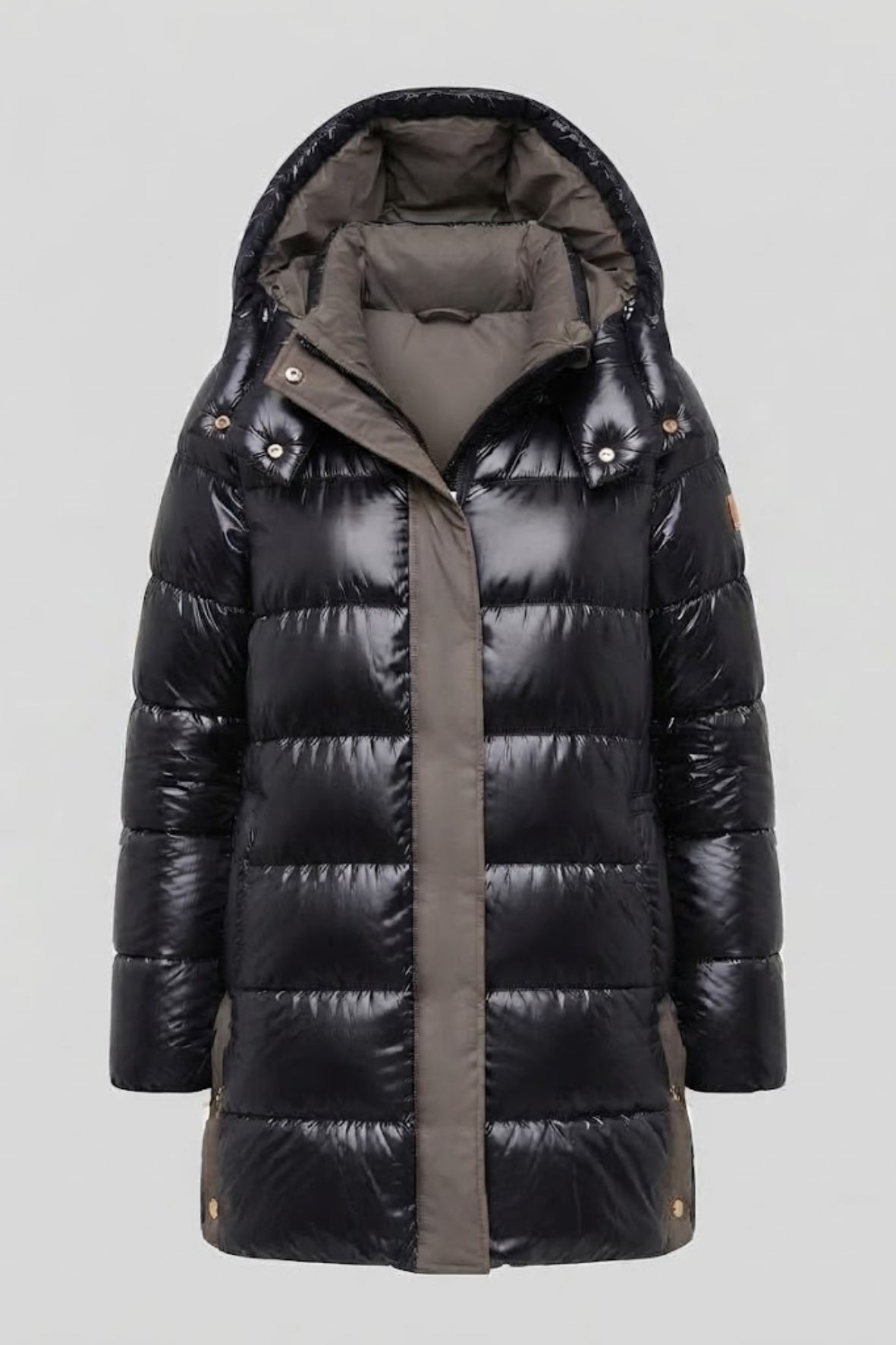 Piumino media lunghezza con fintone e cappuccio LIN3555 ONICE LINDAS 