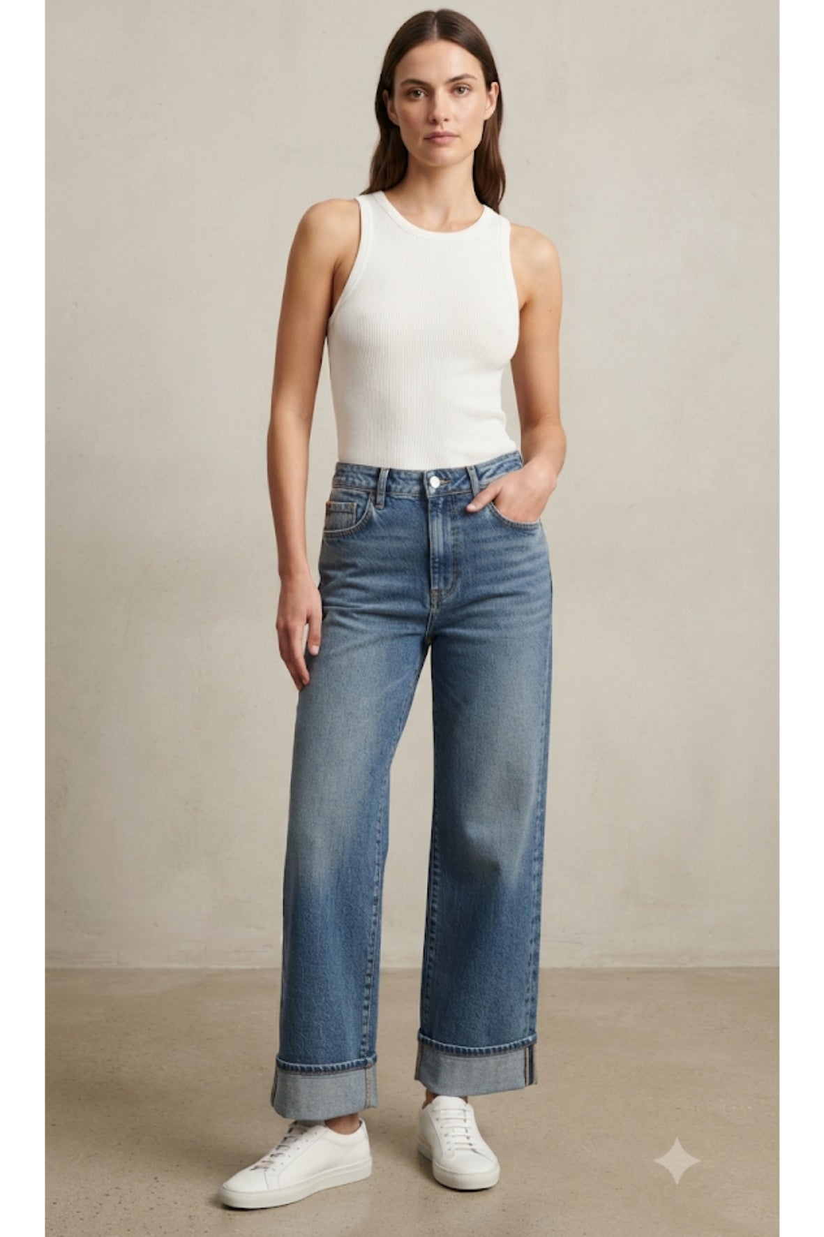 Pantalone jeans sabbiato con piegone LIN603 DENIM LINDAS 