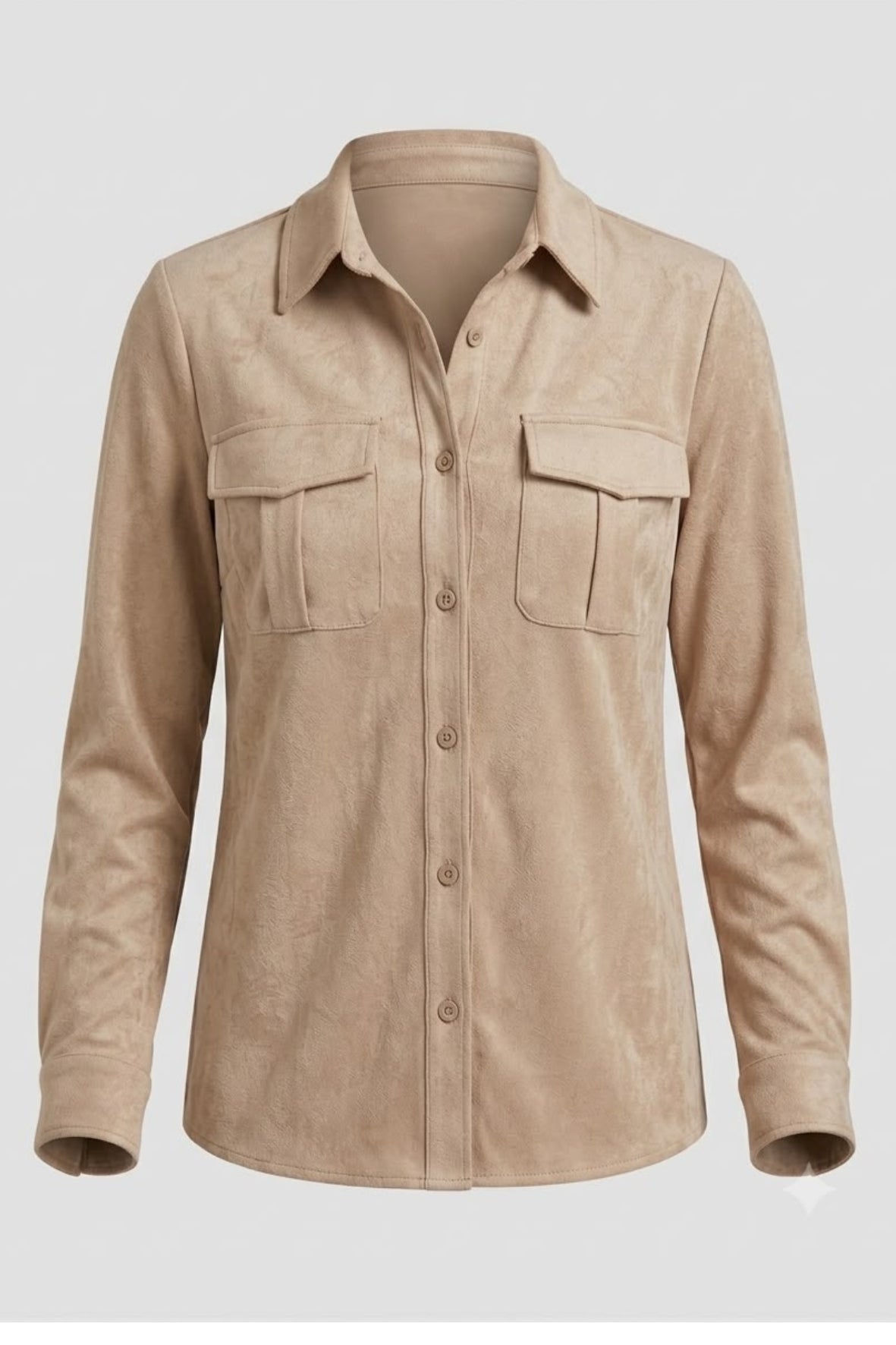 Camicia in dainetto con tasche LIN637 BEIGE LINDAS 