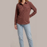 Camicia in dainetto con tasche LIN637 BURGUNDI LINDAS 
