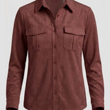 Camicia in dainetto con tasche LIN637 BURGUNDI LINDAS 