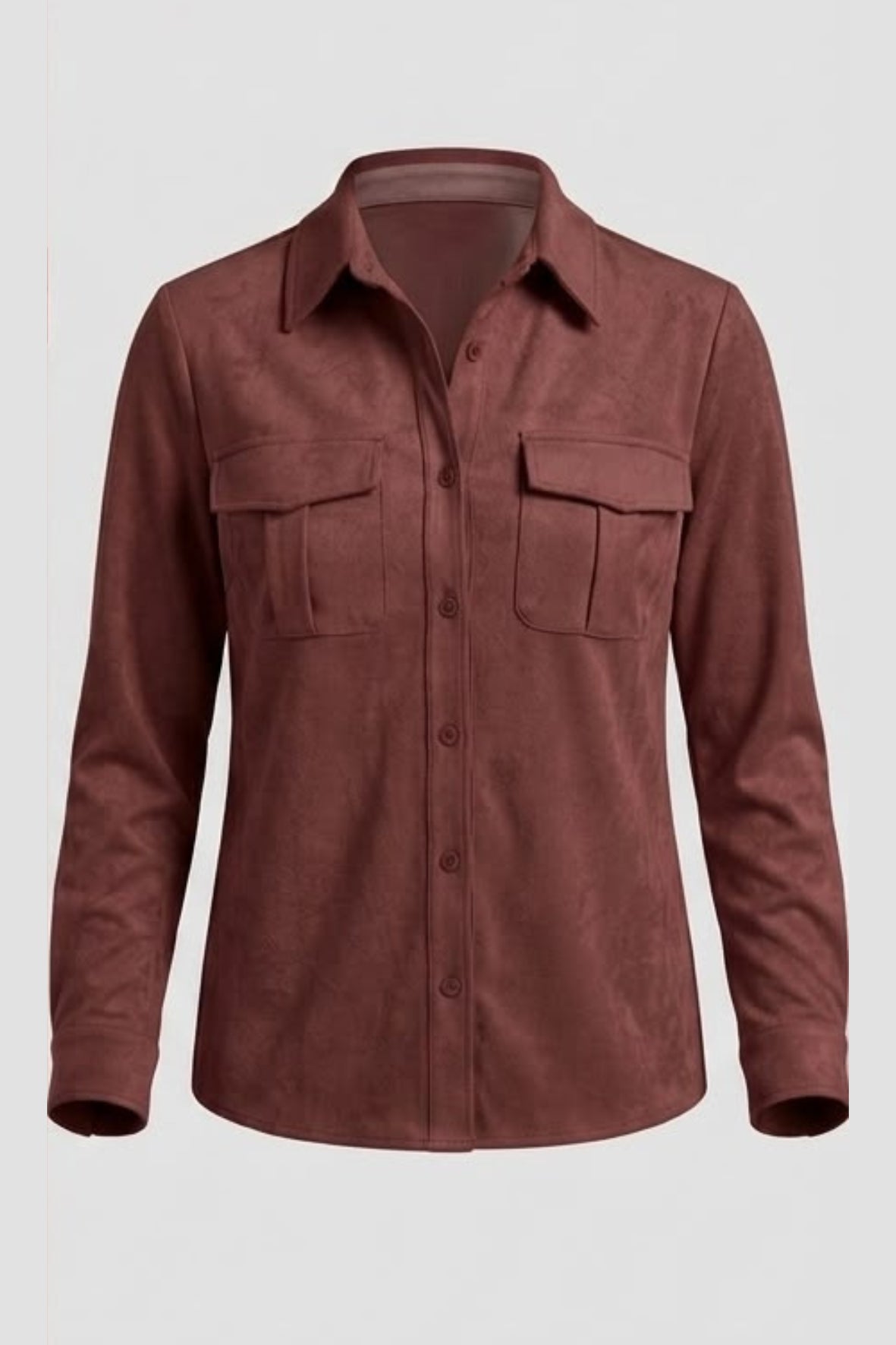 Camicia in dainetto con tasche LIN637 BURGUNDI LINDAS 