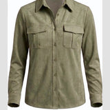 Camicia in dainetto con tasche LIN637 MILITARE LINDAS 