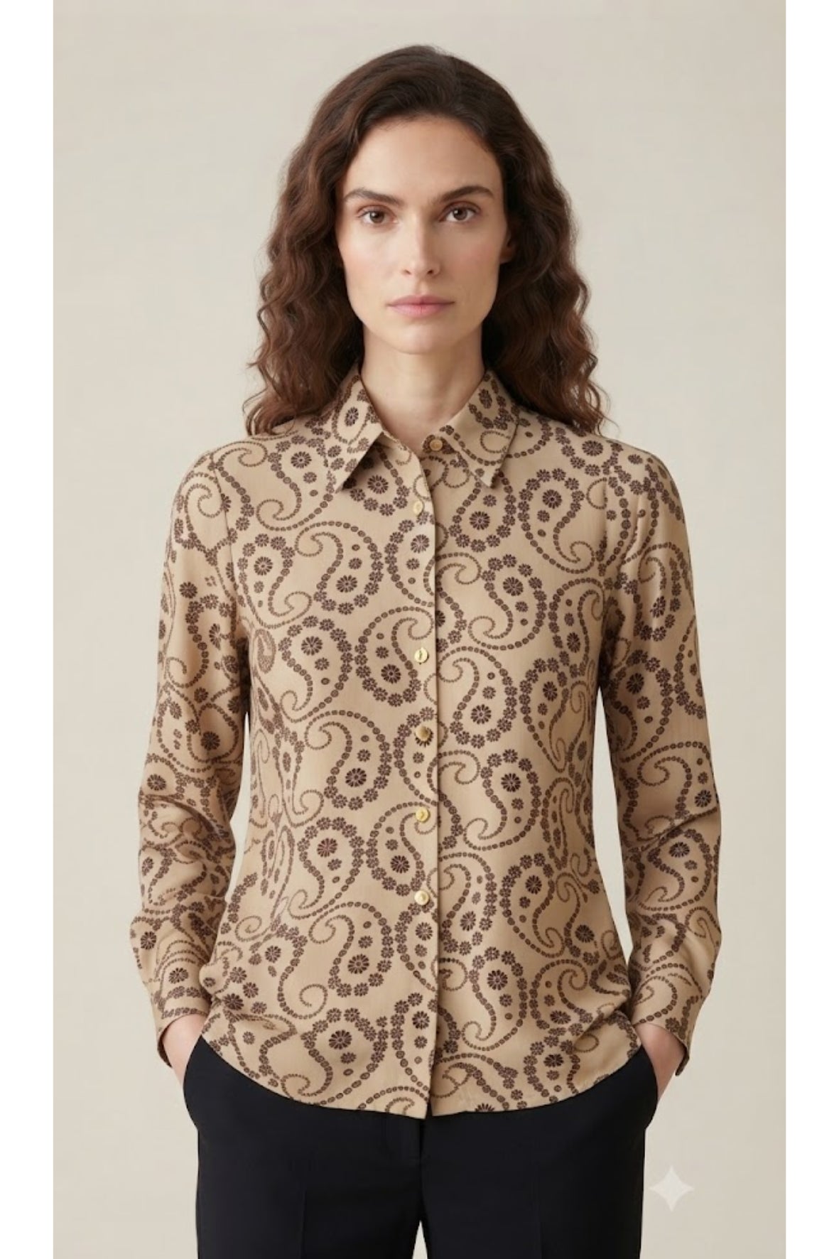 Camicia fantasia cachemire damasco LIN647 BEIGE LINDAS 