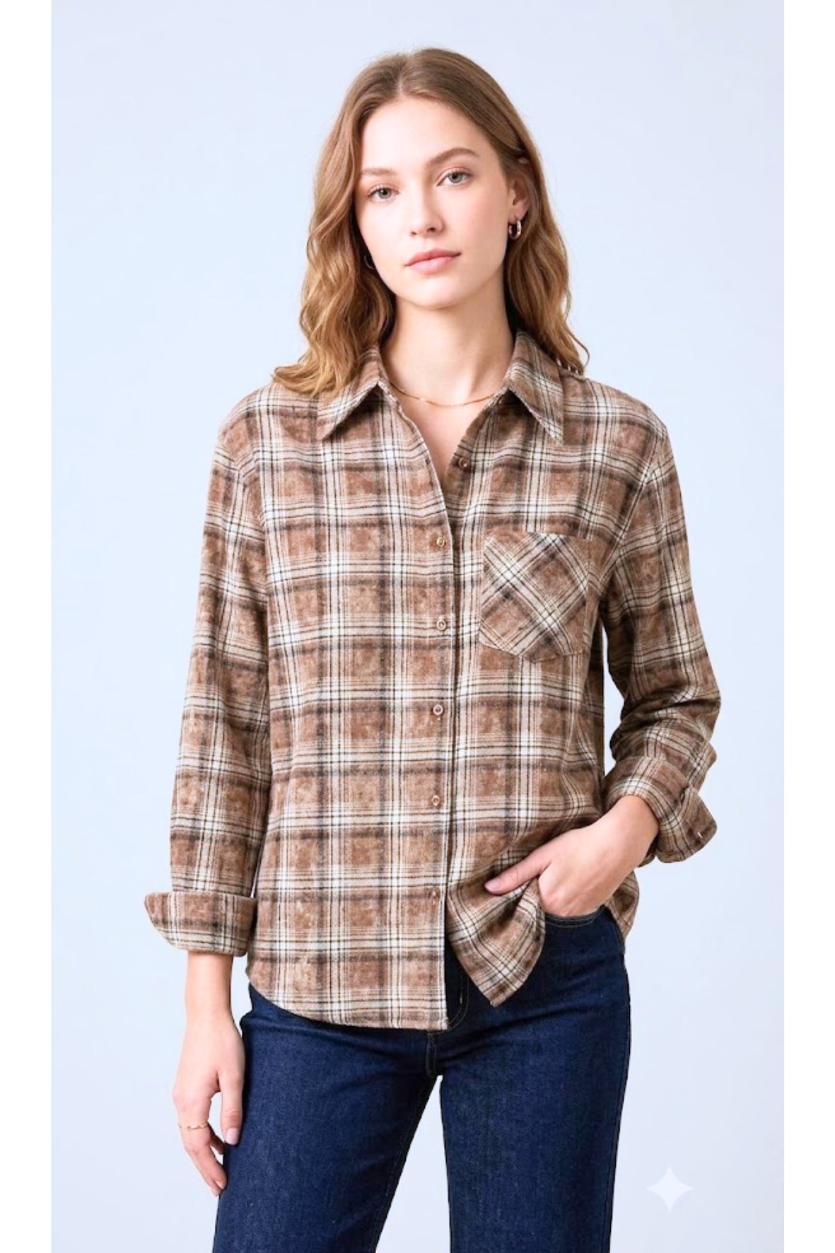 camicia quadroni LIN649 BEIGE LINDAS 