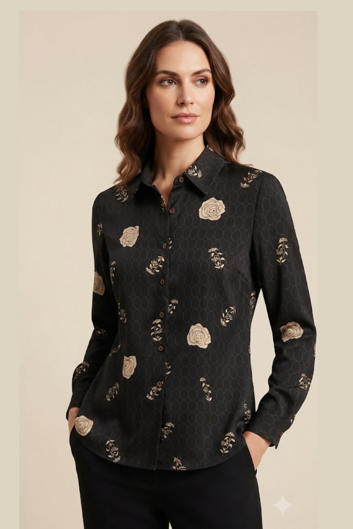 Camicia fantasia geometrica LIN650 NERO LINDAS 