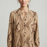 Casacca Blusa fantasia a onde LIN651 BIEGE LINDAS 