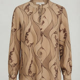 Casacca Blusa fantasia a onde LIN651 BIEGE LINDAS 