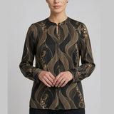 Casacca Blusa fantasia a onde LIN651 NERO LINDAS 