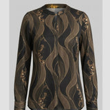 Casacca Blusa fantasia a onde LIN651 NERO LINDAS 
