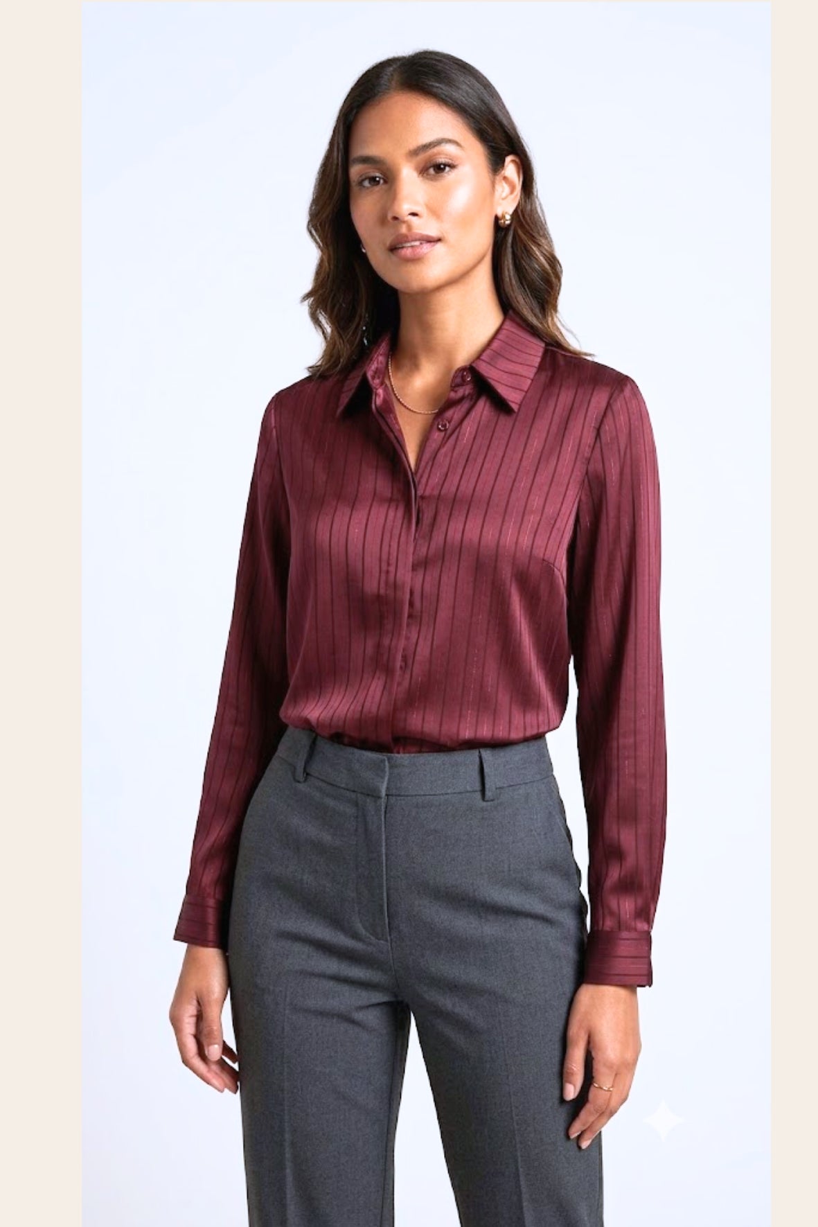 camicia rigata devorè LIN654 BURGUNDI LINDAS 