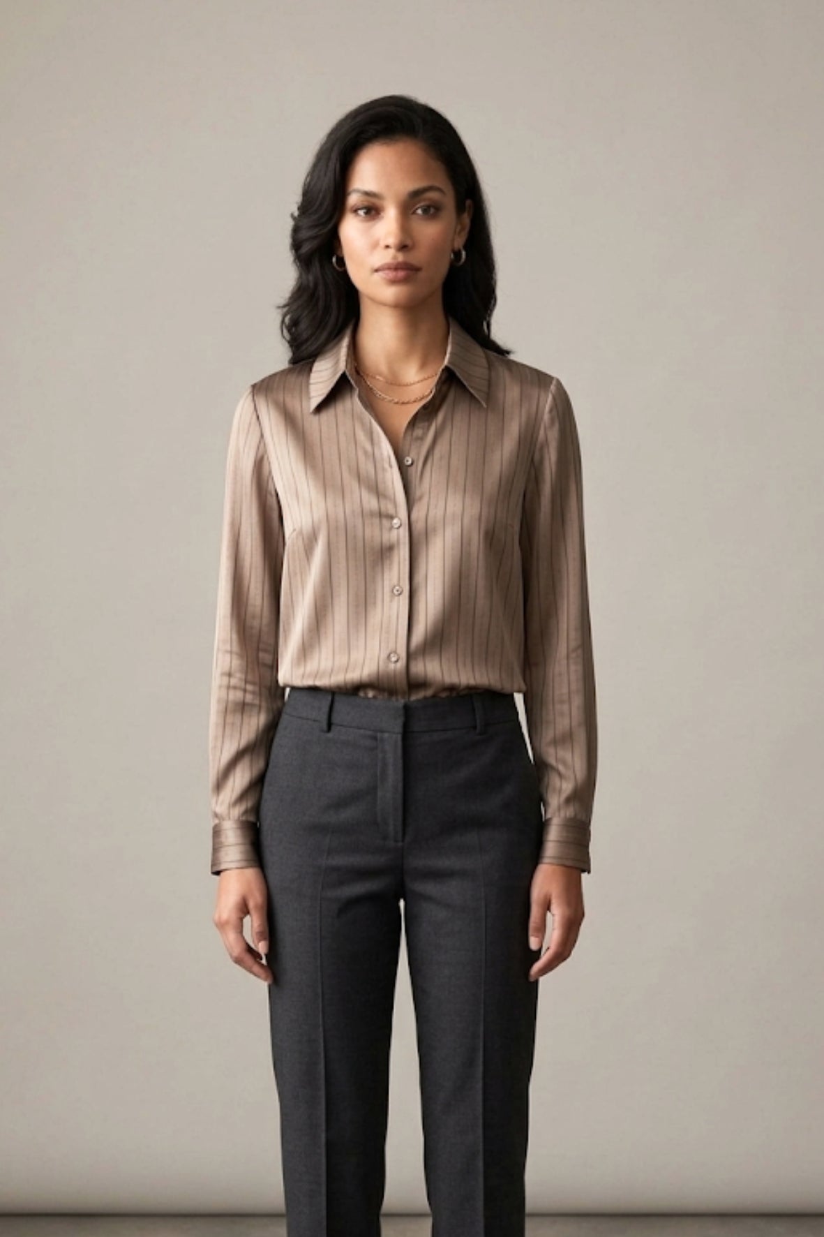 camicia rigata devorè LIN654 NOCCIOLA LINDAS 