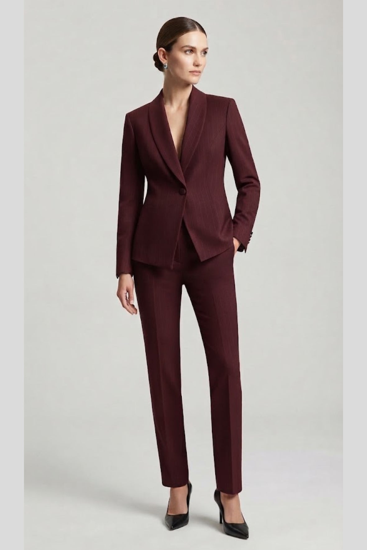 tailleur gessato asimmetrico AD00738 BORDO MARICLA 