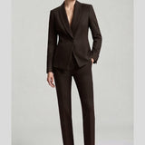 tailleur gessato asimmetrico AD00738 MORO MARICLA 
