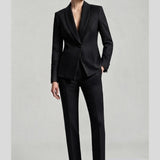 tailleur gessato asimmetrico AD00738 NERO MARICLA 