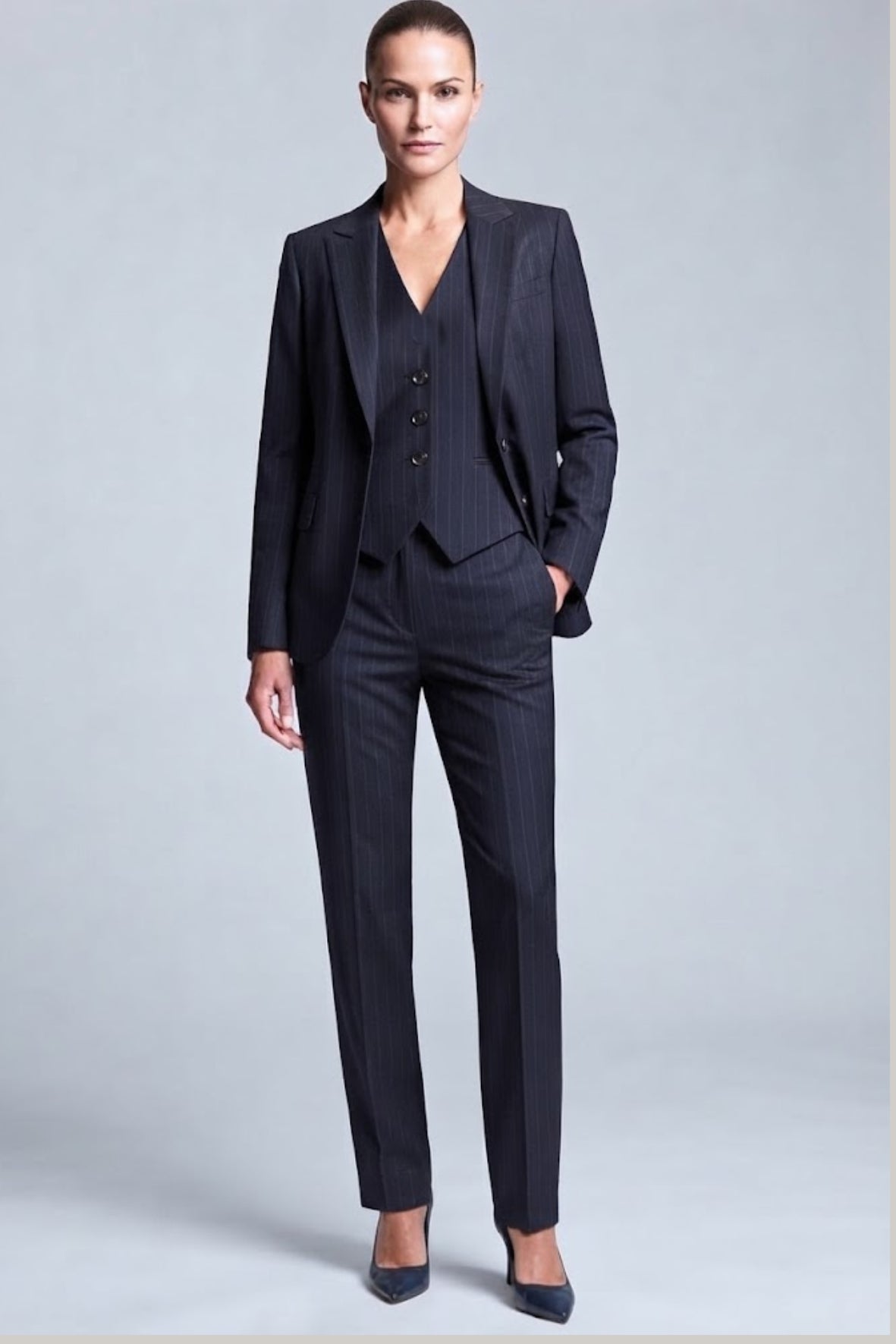 Tailleur 3 pezzi gessato AD00749 BLU MARICLA 