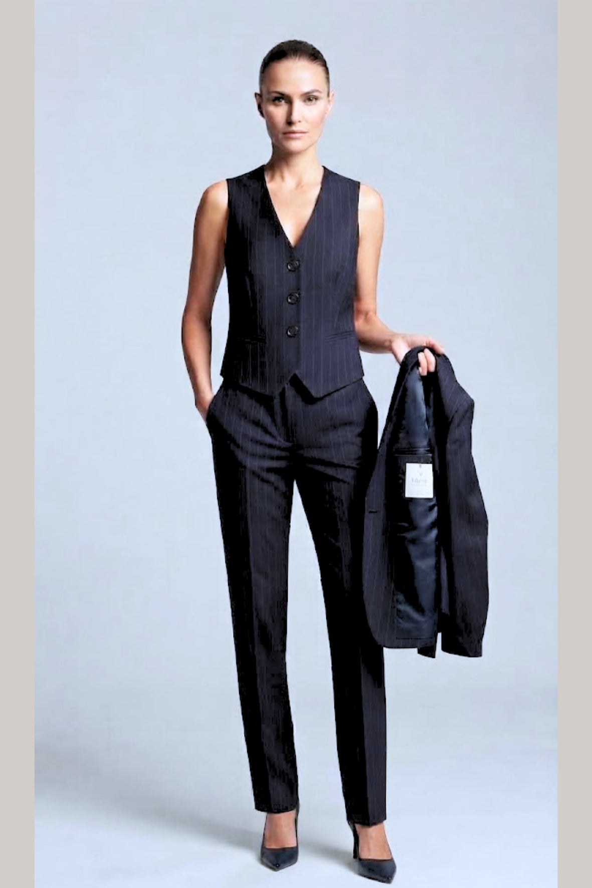 Tailleur 3 pezzi gessato AD00749 BLU MARICLA 